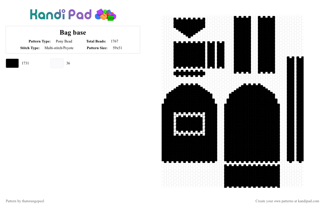 Bag Base - Pony Bead Pattern by thatorangepeel on Kandi Pad - black
