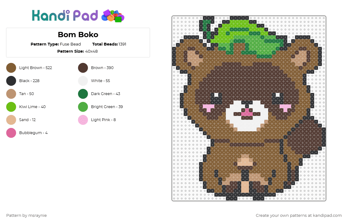 Bom Boko - Fuse Bead Pattern by msraynie on Kandi Pad - tan,brown