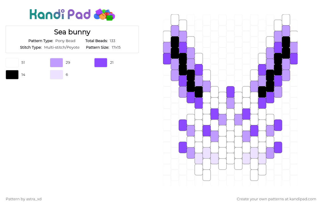 Sea bunny - Pony Bead Pattern by astra_xd on Kandi Pad - purple,pink