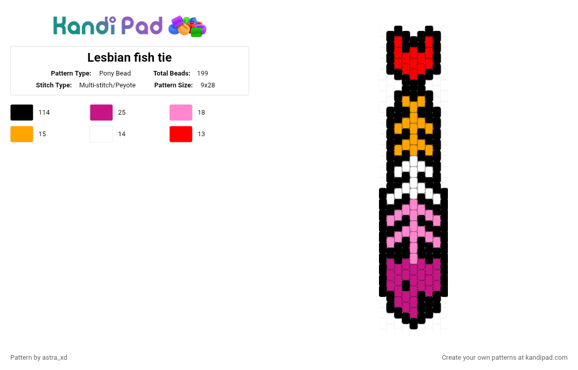 Lesbian fish tie - Pony Bead Pattern by astra_xd on Kandi Pad - black,pink