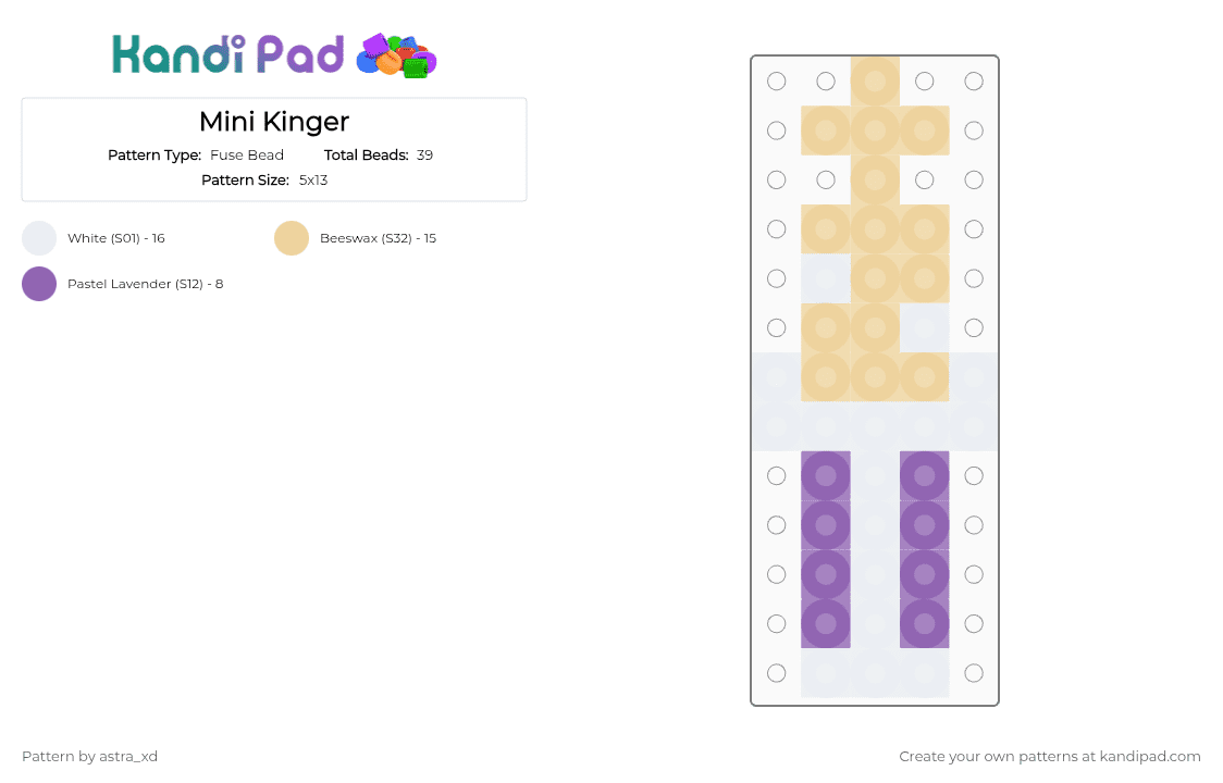 Mini Kinger - Fuse Bead Pattern by astra_xd on Kandi Pad - beige,pink