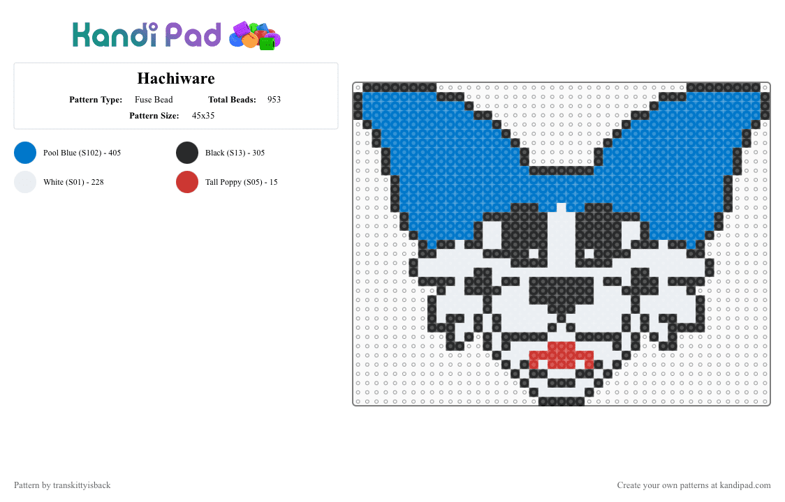 Hachiware - Fuse Bead Pattern by transkittyisback on Kandi Pad - blue
