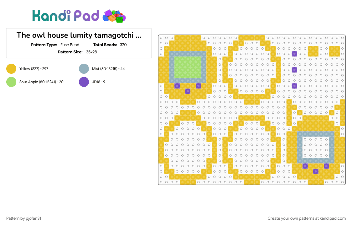 The owl house lumity tamagotchi perler - Fuse Bead Pattern by pjofan31 on Kandi Pad - yellow