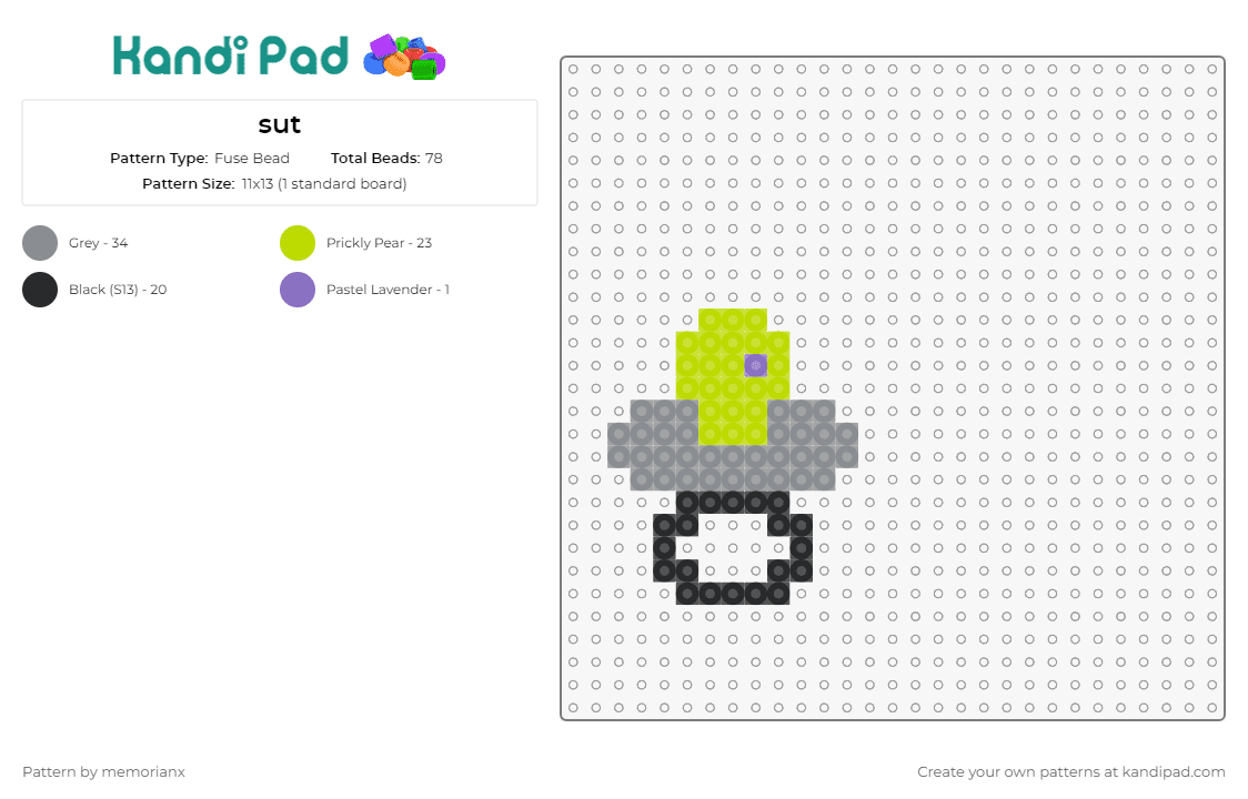 sut - Fuse Bead Pattern by memorianx on Kandi Pad - pacifier,binky,soother,baby,teething,green,gray