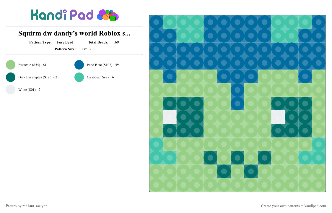 Squirm dw dandy’s world Roblox square pfp perler beads fuse pixie craft - Fuse Bead Pattern by rad1ant_raelynn on Kandi Pad - blue,teal