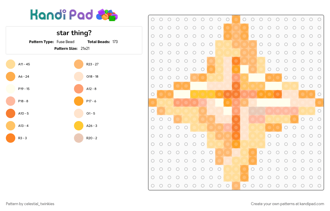 star thing? - Fuse Bead Pattern by celestial_twinkies on Kandi Pad - orange