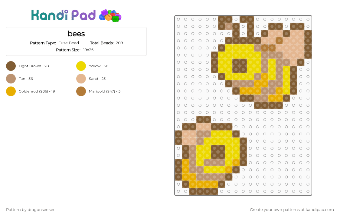 bees - Fuse Bead Pattern by dragonseeker on Kandi Pad - tan,beige,yellow