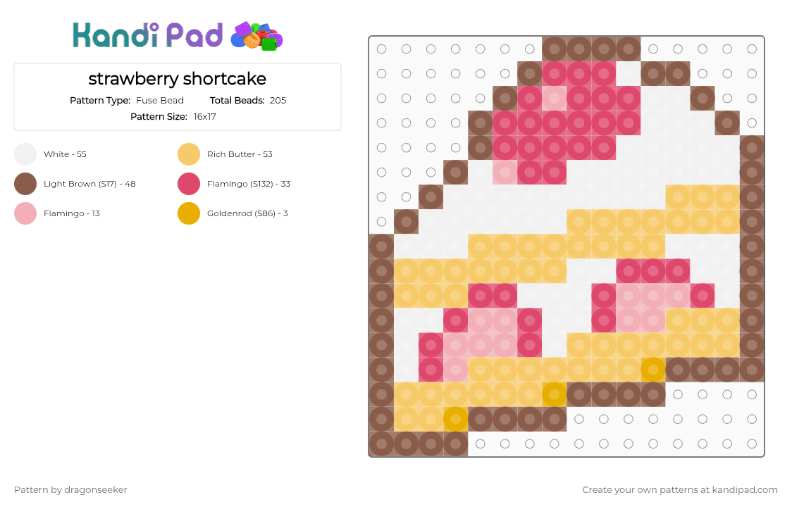 strawberry shortcake - Fuse Bead Pattern by dragonseeker on Kandi Pad - tan,red,yellow