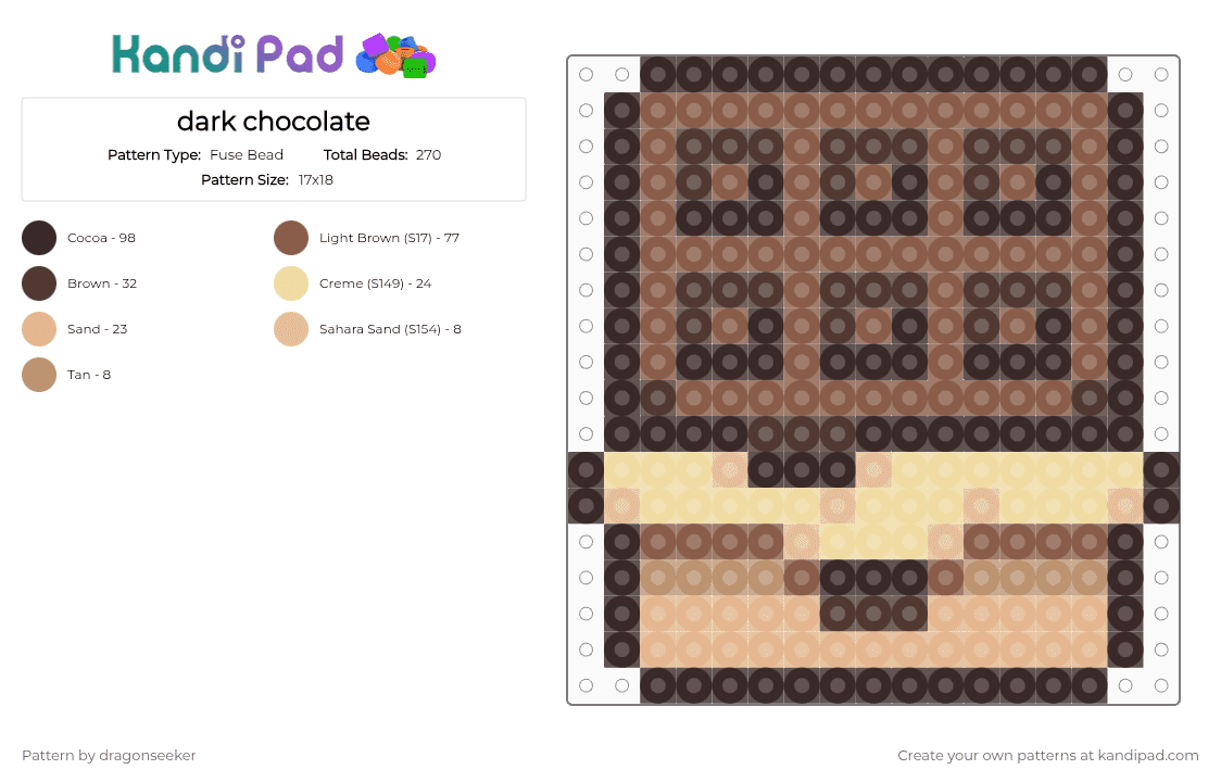 dark chocolate - Fuse Bead Pattern by dragonseeker on Kandi Pad - brown