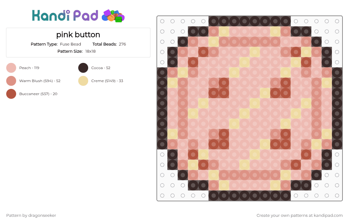 pink button - Fuse Bead Pattern by dragonseeker on Kandi Pad - beige