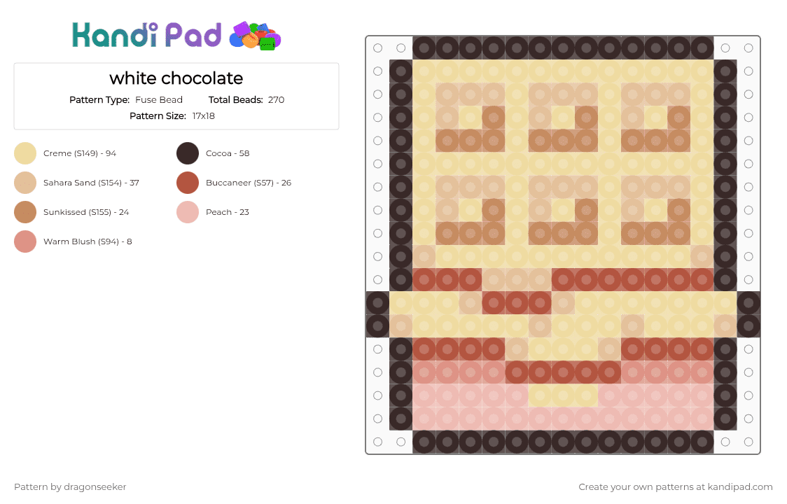 white chocolate - Fuse Bead Pattern by dragonseeker on Kandi Pad - beige