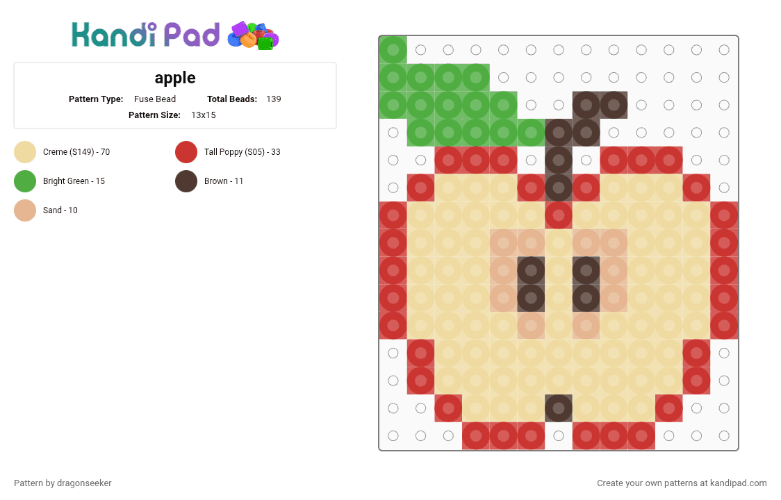 apple - Fuse Bead Pattern by dragonseeker on Kandi Pad - red,beige