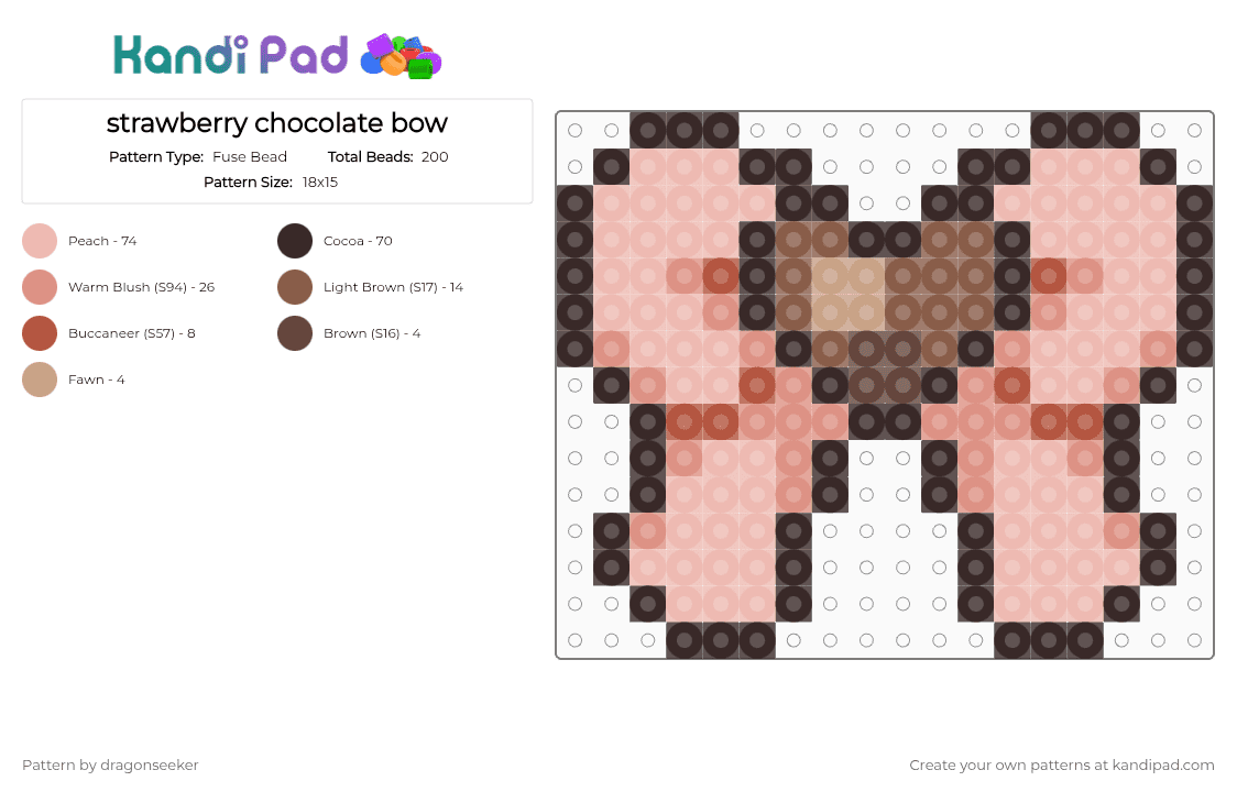 strawberry chocolate bow - Fuse Bead Pattern by dragonseeker on Kandi Pad - brown,beige
