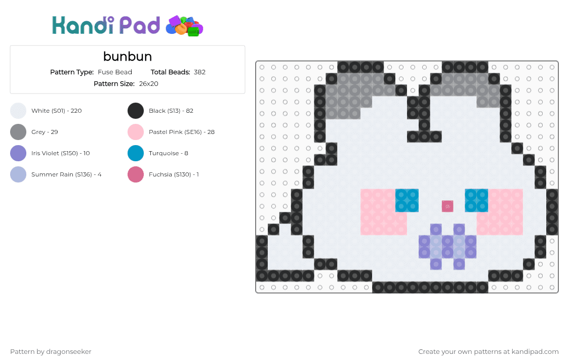 Bunbun Fuse Bead Pattern - Kandi Pad | Kandi Patterns, Fuse Bead ...