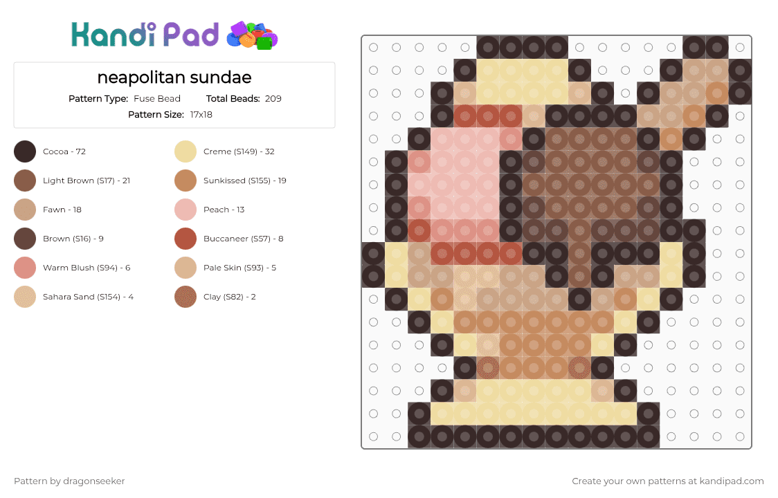 neapolitan sundae - Fuse Bead Pattern by dragonseeker on Kandi Pad - brown,beige