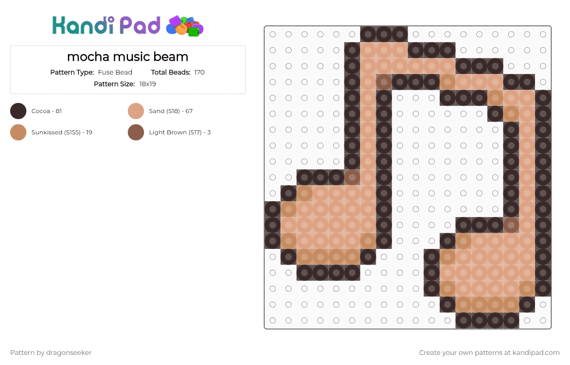 mocha music beam - Fuse Bead Pattern by dragonseeker on Kandi Pad - brown,beige