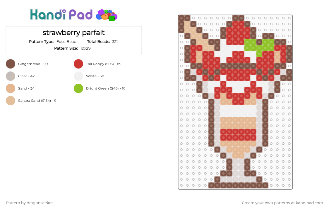 strawberry parfait - Fuse Bead Pattern by dragonseeker on Kandi Pad - tan,red,beige