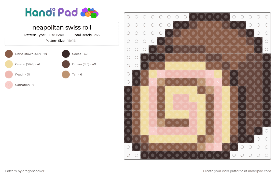 neapolitan swiss roll - Fuse Bead Pattern by dragonseeker on Kandi Pad - brown
