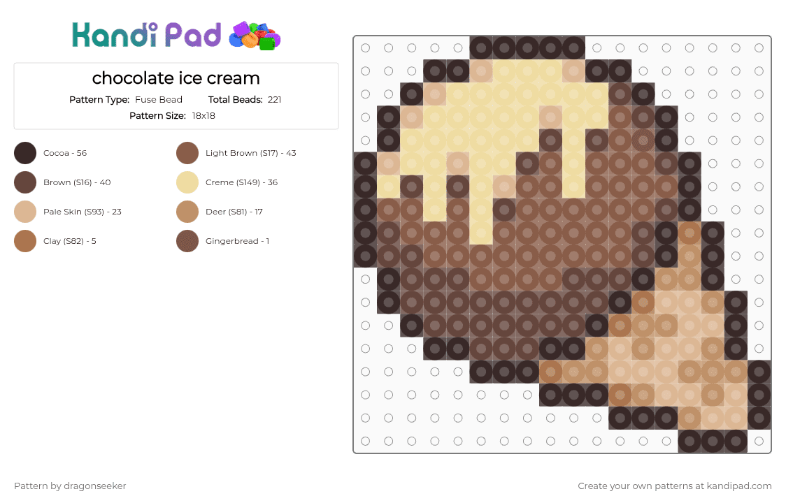 chocolate ice cream - Fuse Bead Pattern by dragonseeker on Kandi Pad - brown