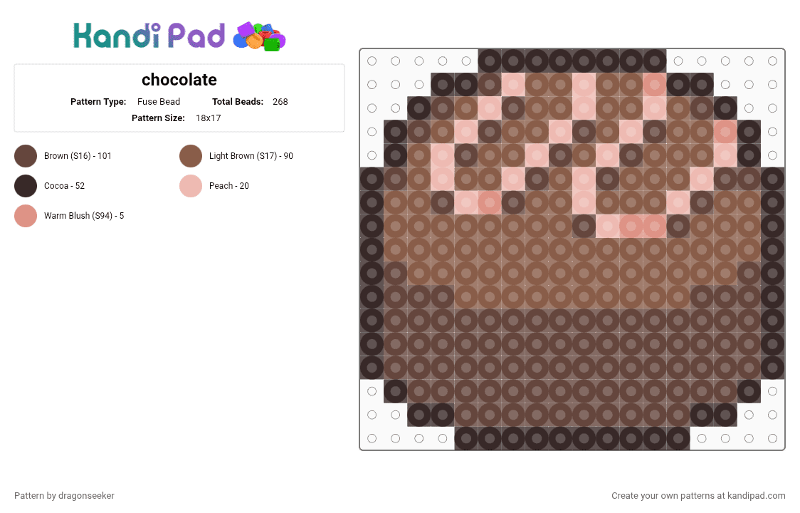 chocolate - Fuse Bead Pattern by dragonseeker on Kandi Pad - brown, tan