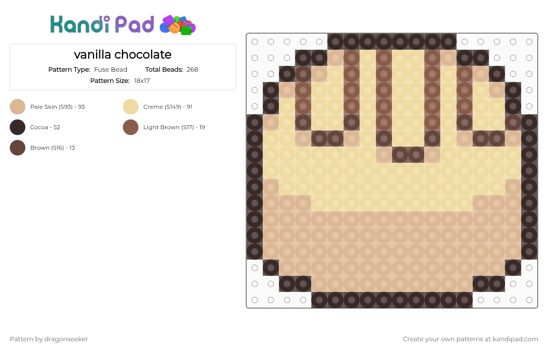 vanilla chocolate - Fuse Bead Pattern by dragonseeker on Kandi Pad - beige