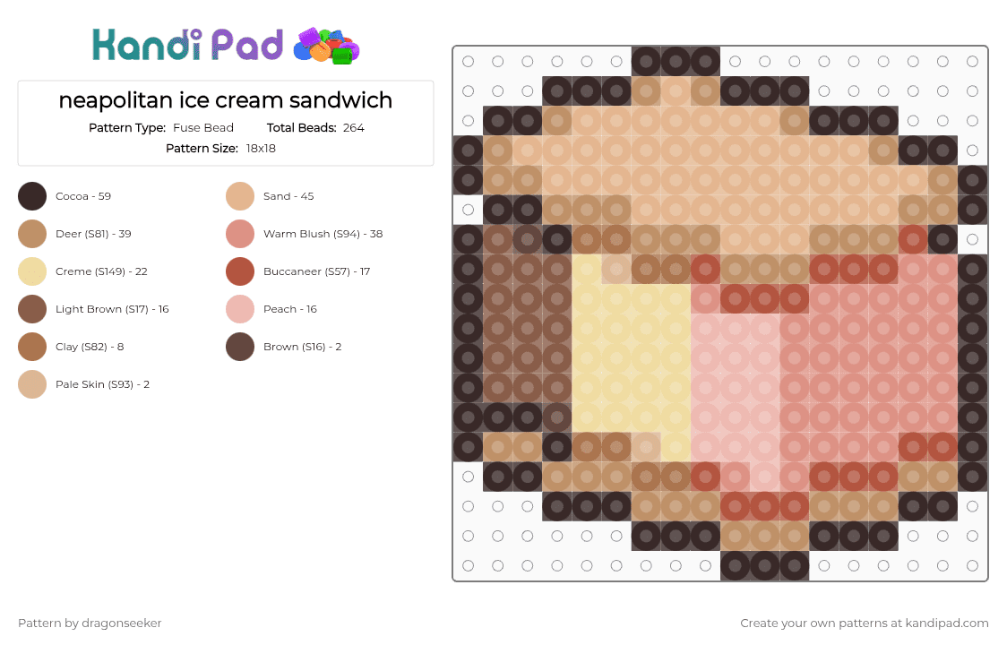neapolitan ice cream sandwich - Fuse Bead Pattern by dragonseeker on Kandi Pad - beige, tan