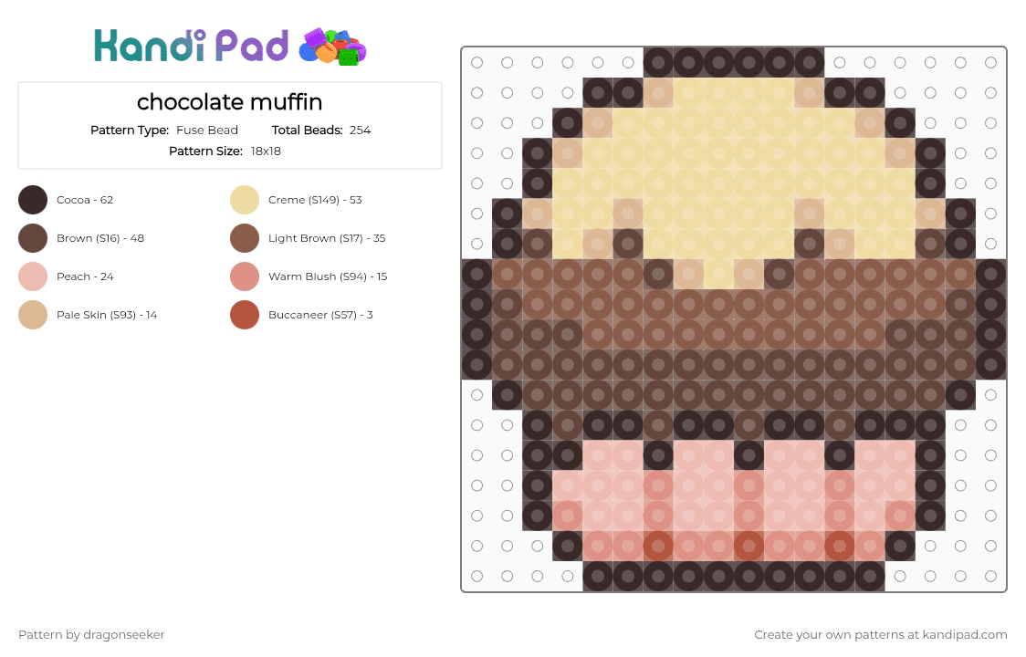 chocolate muffin - Fuse Bead Pattern by dragonseeker on Kandi Pad - brown,beige