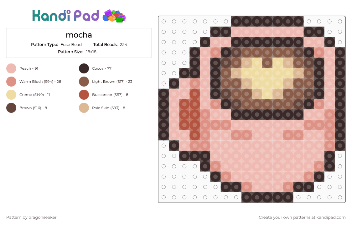 mocha - Fuse Bead Pattern by dragonseeker on Kandi Pad - brown,beige