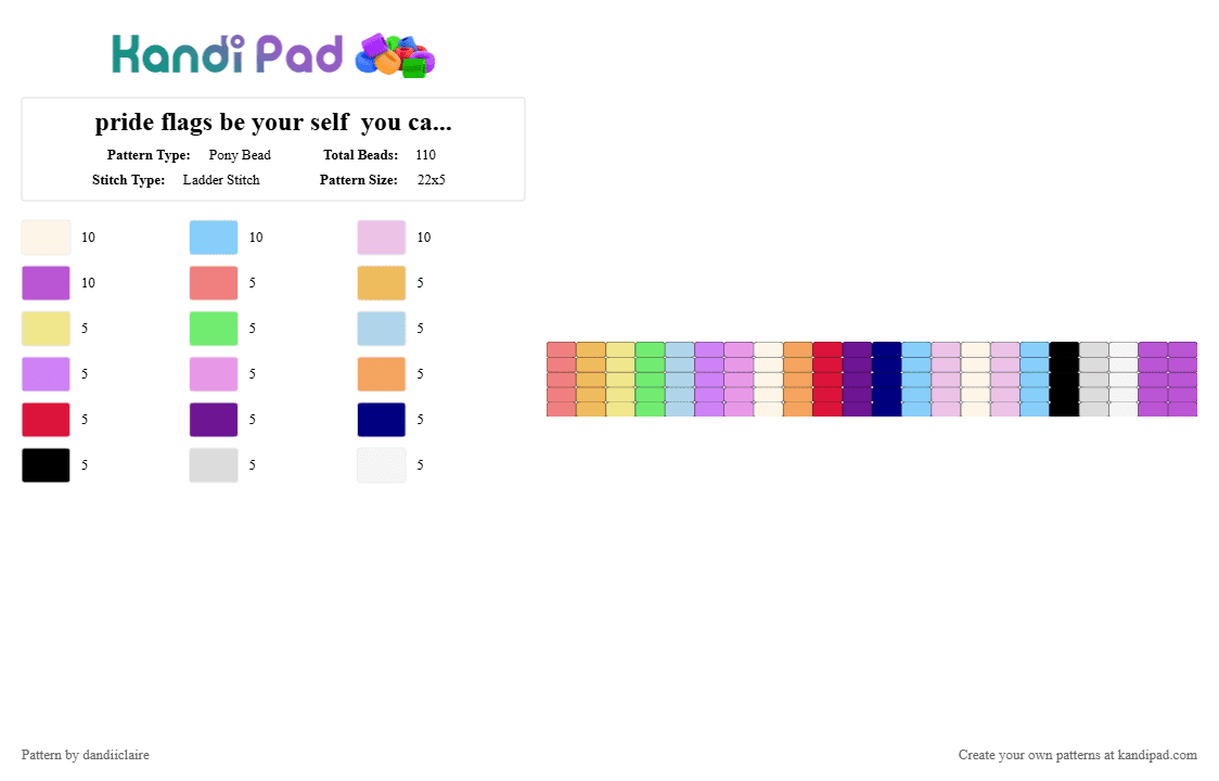 pride flags be your self  you can be gay or anything esle - Pony Bead Pattern by dandiiclaire on Kandi Pad - light blue, pink