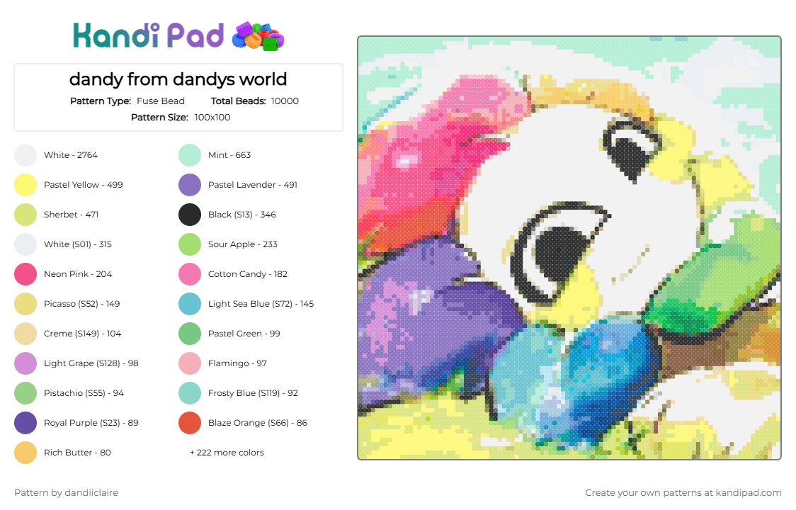 dandy from dandys world - Fuse Bead Pattern by dandiiclaire on Kandi Pad - 