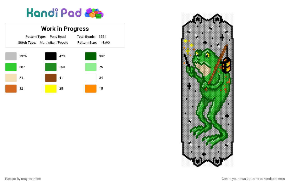 Loveland Frogman Tapestry - Pony Bead Pattern by maynorthcott on Kandi Pad - beige, character, creature, cryptid, gothic, green, halloween, large, spooky