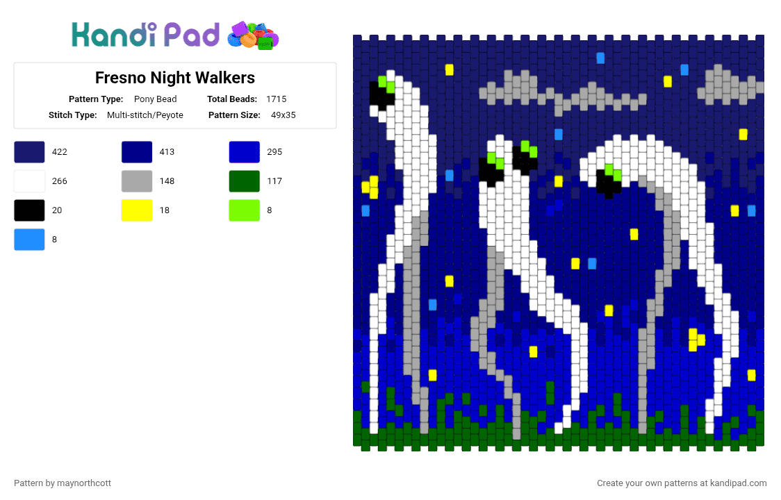 Fresno Night Walkers - Pony Bead Pattern by maynorthcott on Kandi Pad - purple,creature,character,spooky,halloween