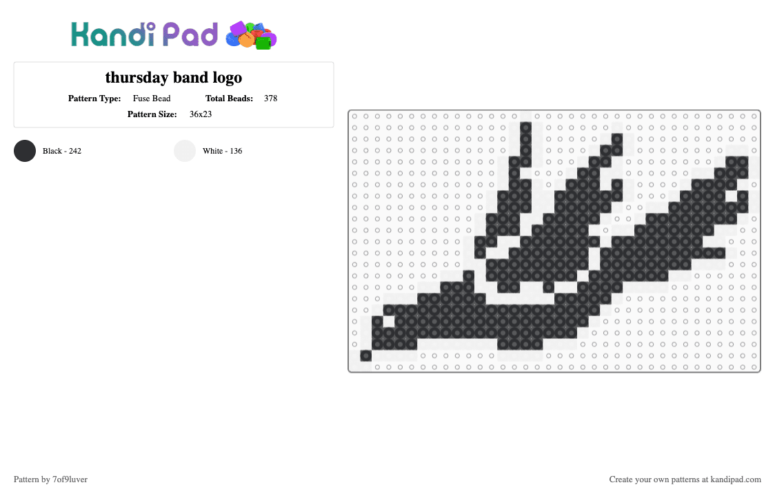 thursday band logo - Fuse Bead Pattern by 7of9luver on Kandi Pad - bands, black, emo, music, thursday, white