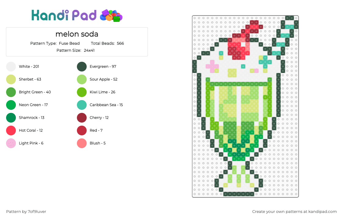 melon soda - Fuse Bead Pattern by 7of9luver on Kandi Pad - gray,yellow,green,food,soda,drink,cute