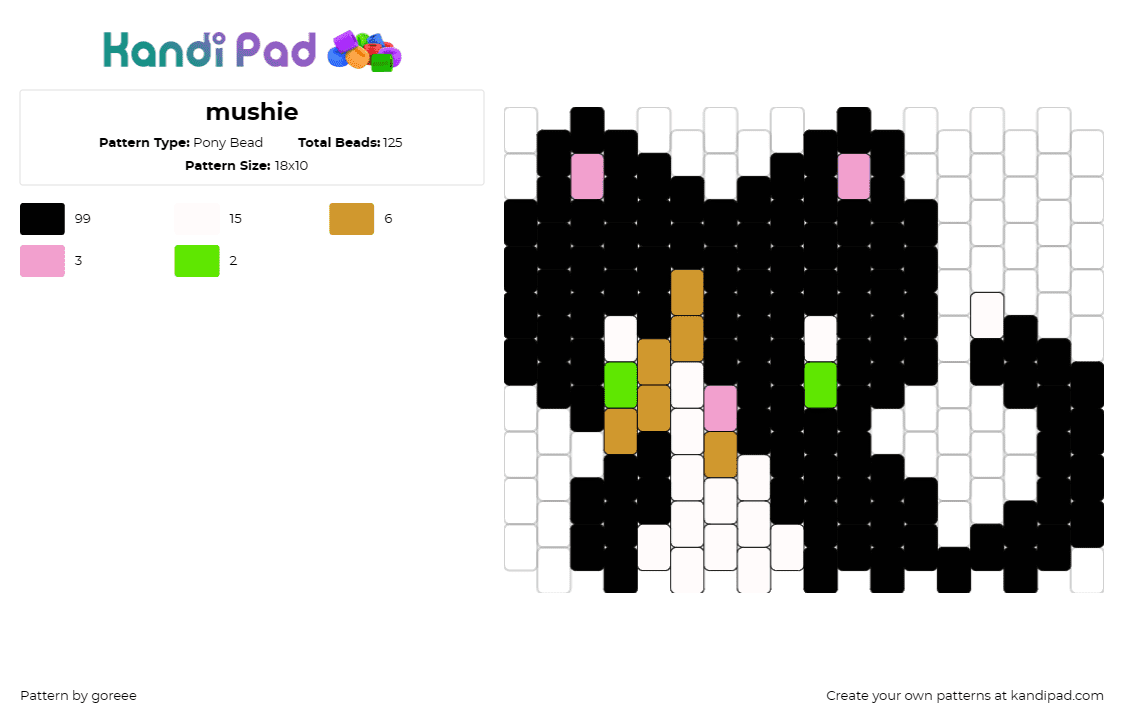 mushie - Pony Bead Pattern by goreee on Kandi Pad - kitten,cat,animal,cute,black