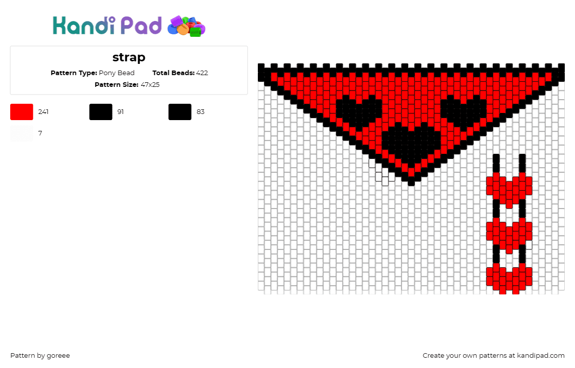 strap - Pony Bead Pattern by goreee on Kandi Pad - hearts