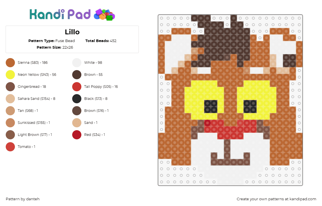 Lillo - Fuse Bead Pattern by danteh on Kandi Pad - lillo,lion,character,cute,cat,jungle,animal,orange,yellow