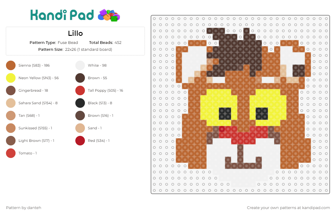 Lillo - Fuse Bead Pattern by danteh on Kandi Pad - lillo,lion,character,cute,cat,jungle,animal,orange,yellow