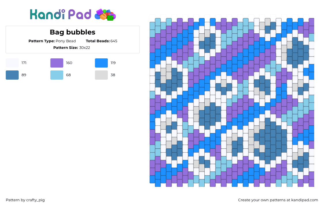 Bag bubbles - Pony Bead Pattern by crafty_pig on Kandi Pad - bubles,water,bag,panel,diagonal,stripes,blue,teal,purple