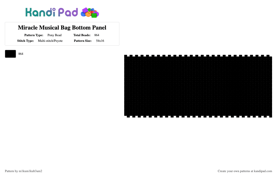 Miracle Musical Bag Bottom Panel - Pony Bead Pattern by m1kum1kub3am2 on Kandi Pad - hawaiipartii,miraclemusical,panel,bag