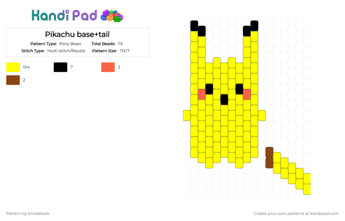 Pikachu base+tail - Pony Bead Pattern by brokebook on Kandi Pad - yellow