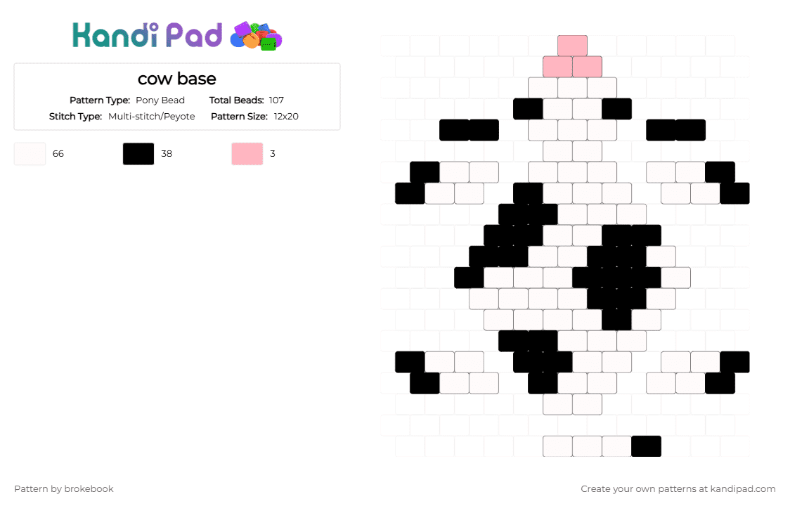 cow base - Pony Bead Pattern by brokebook on Kandi Pad - white