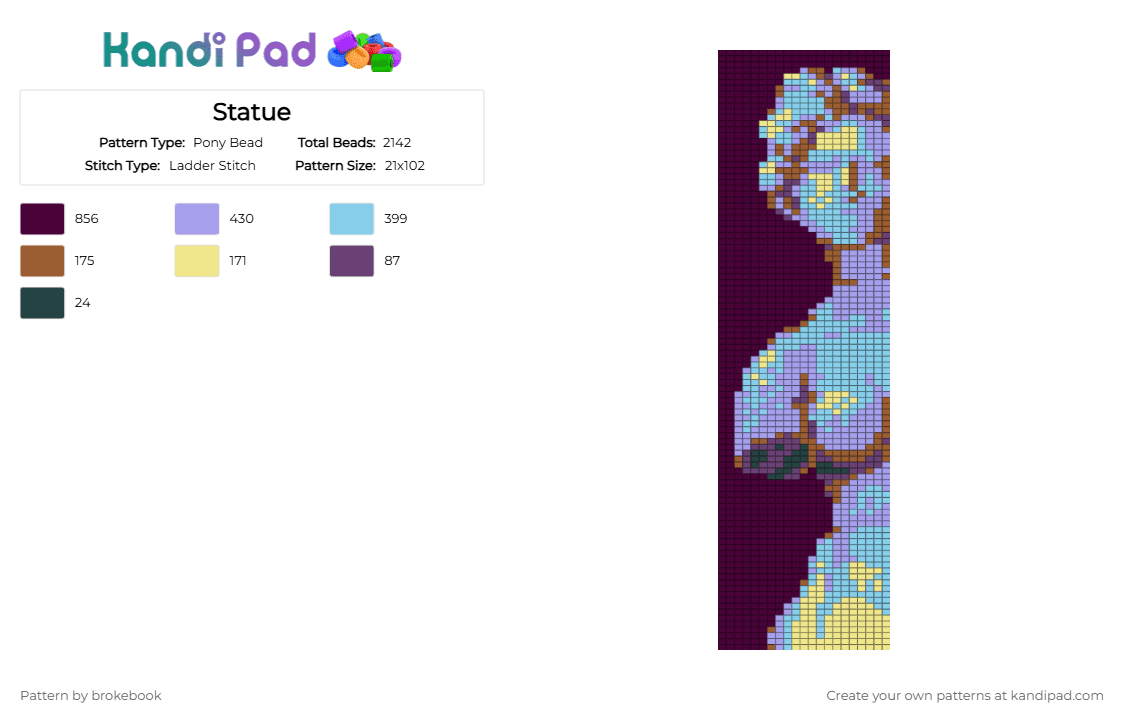 Statue Tapestry - Pony Bead Pattern by brokebook on Kandi Pad - pink