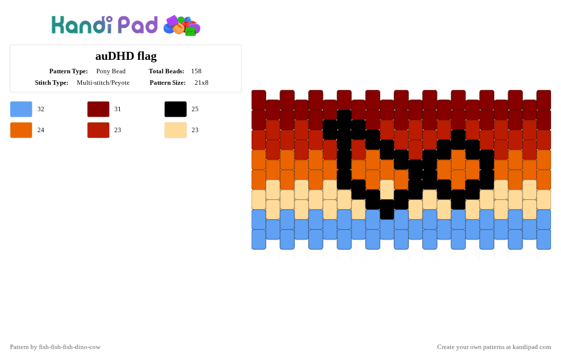 auDHD flag - Pony Bead Pattern by fish-fish-fish-dino-cow on Kandi Pad - brown,light blue
