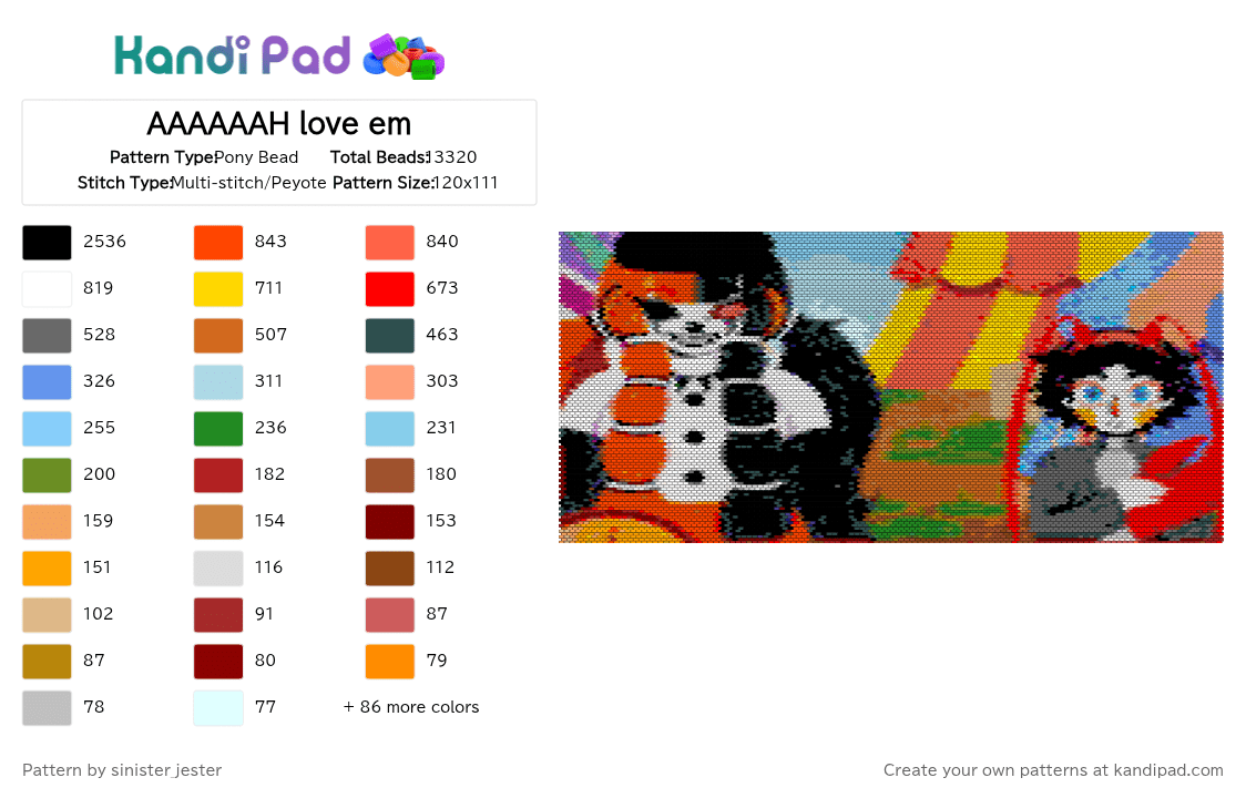 AAAAAAH love em - Pony Bead Pattern by kaaatie_cannibalism on Kandi Pad - 
