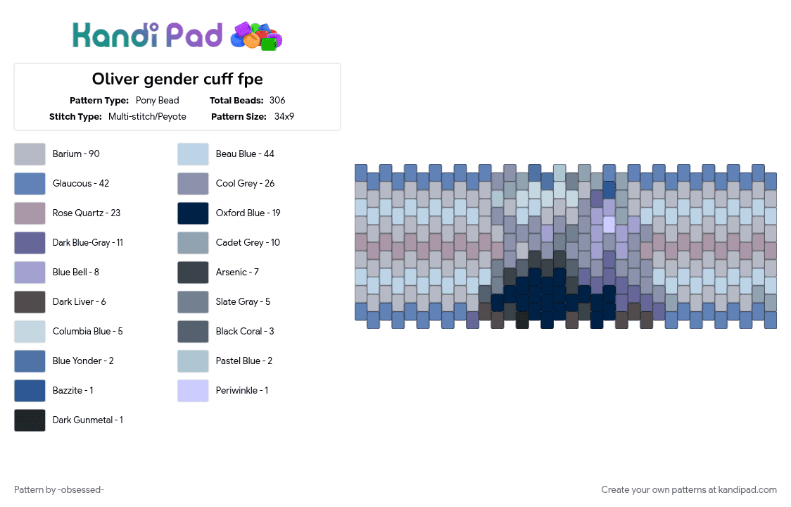 Oliver gender cuff fpe - Pony Bead Pattern by -obsessed- on Kandi Pad - 