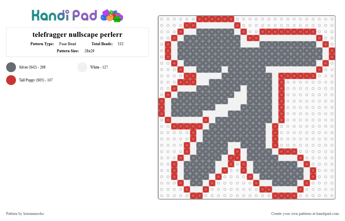 telefragger nullscape perlerr - Fuse Bead Pattern by kieranmecho on Kandi Pad - gray, red