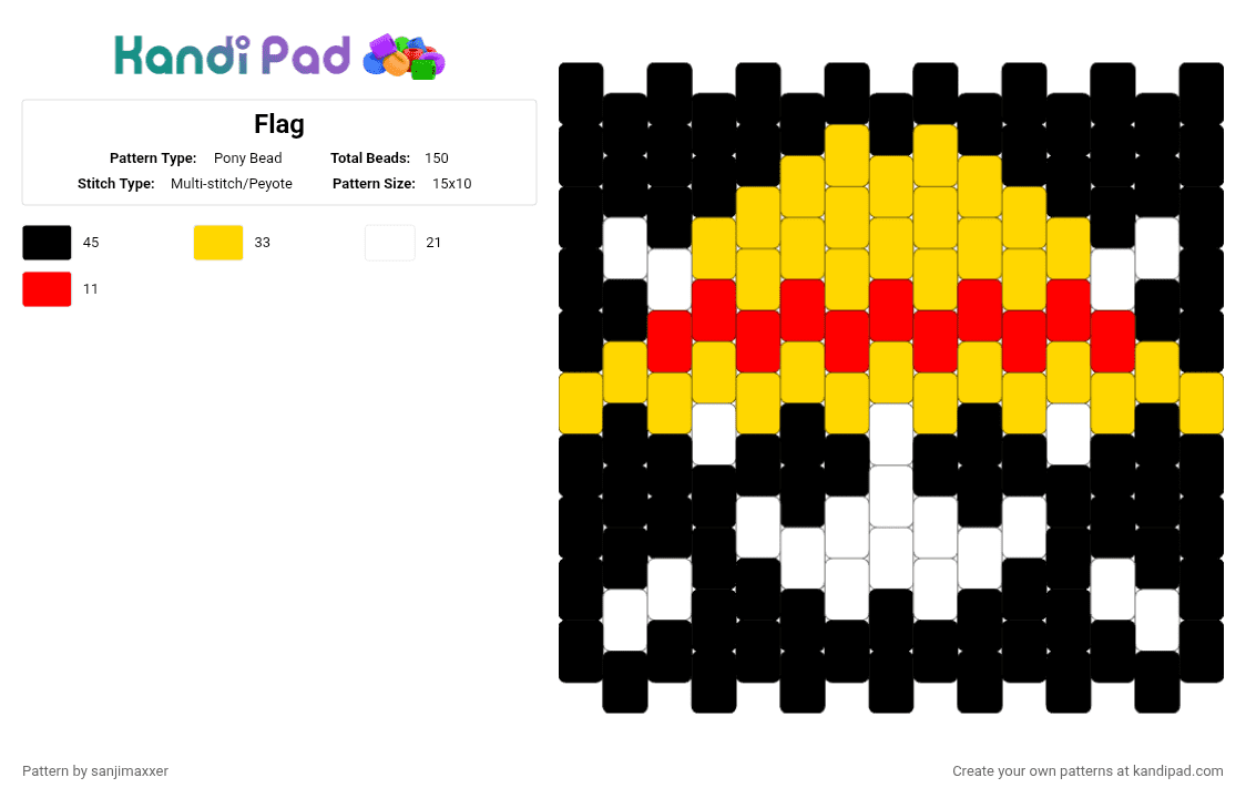 Flag - Pony Bead Pattern by sanjimaxxer on Kandi Pad - black,yellow