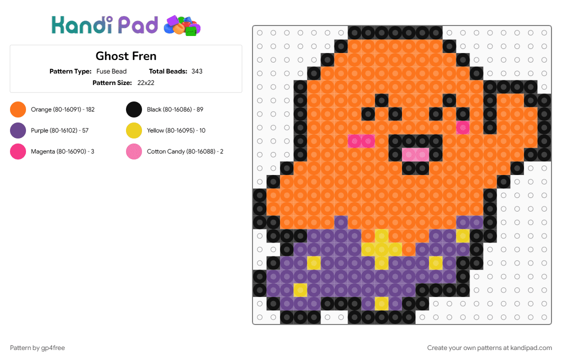 Ghost Fren - Fuse Bead Pattern by gp4free on Kandi Pad - orange