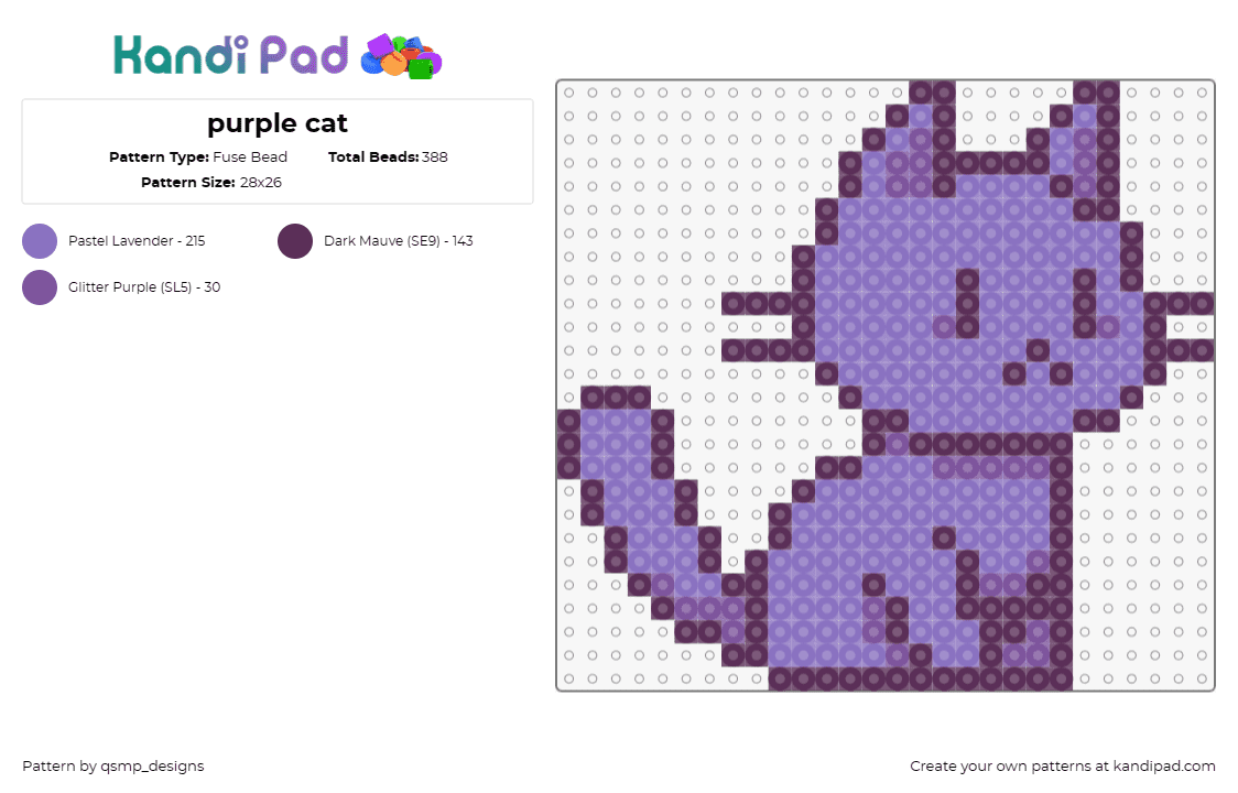 purple cat - Fuse Bead Pattern by qsmp_designs on Kandi Pad - cat,kitty,animal,cute,chibi,purple